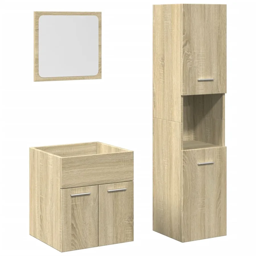 Ensemble de meubles de salle de bain 3 pcs chêne sonoma - 2