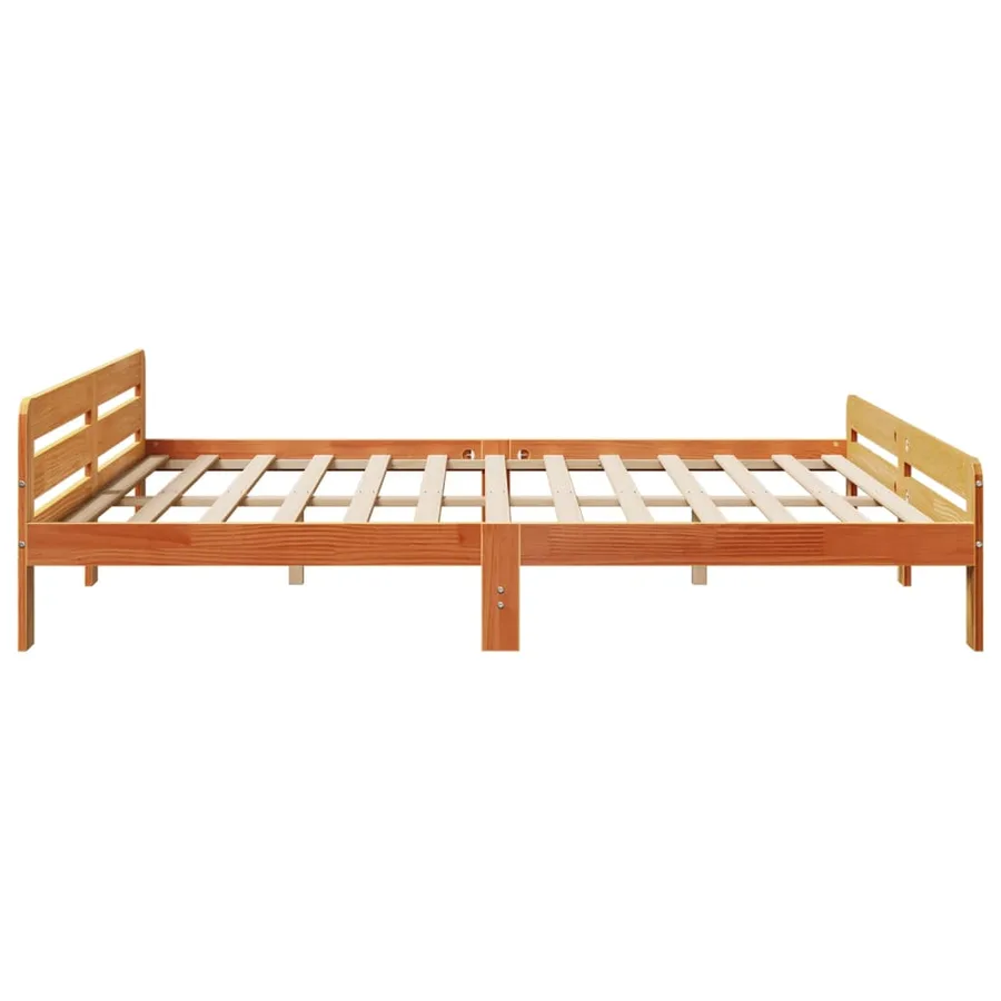 Cadre de lit sans matelas cire marron 200x200cm bois pin massif - 5