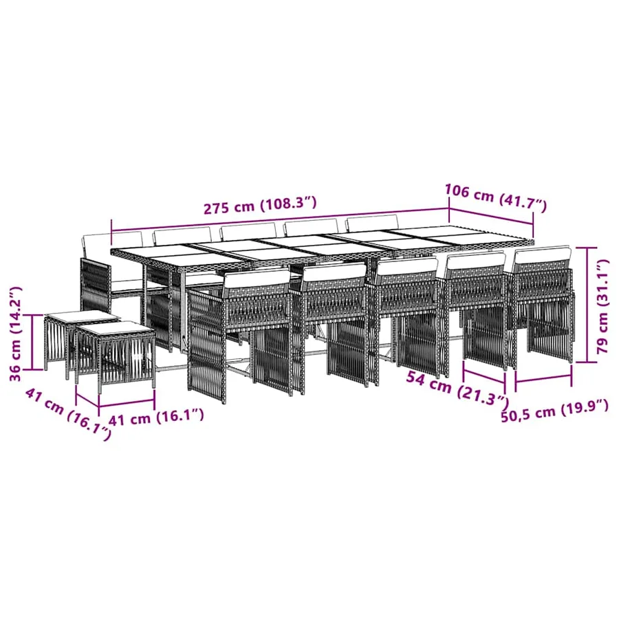 Ensemble à manger de jardin et coussins 15 pcs mélange beige - 6