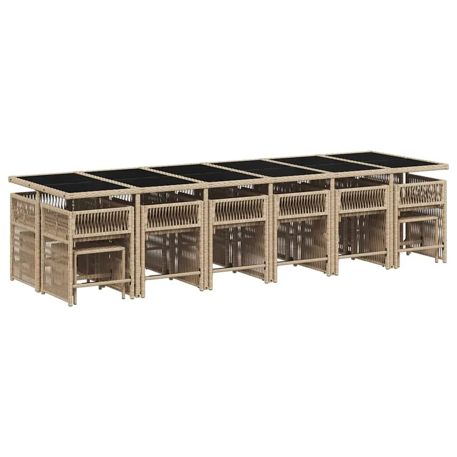 Ensemble à manger de jardin et coussins 17 pcs mélange beige - 3