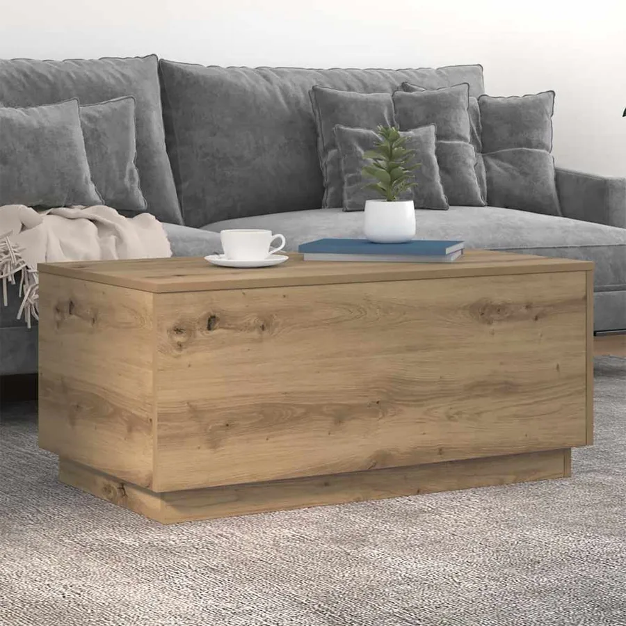 Table basse avec lumières LED chêne artisanal 90x50x40 cm - 5