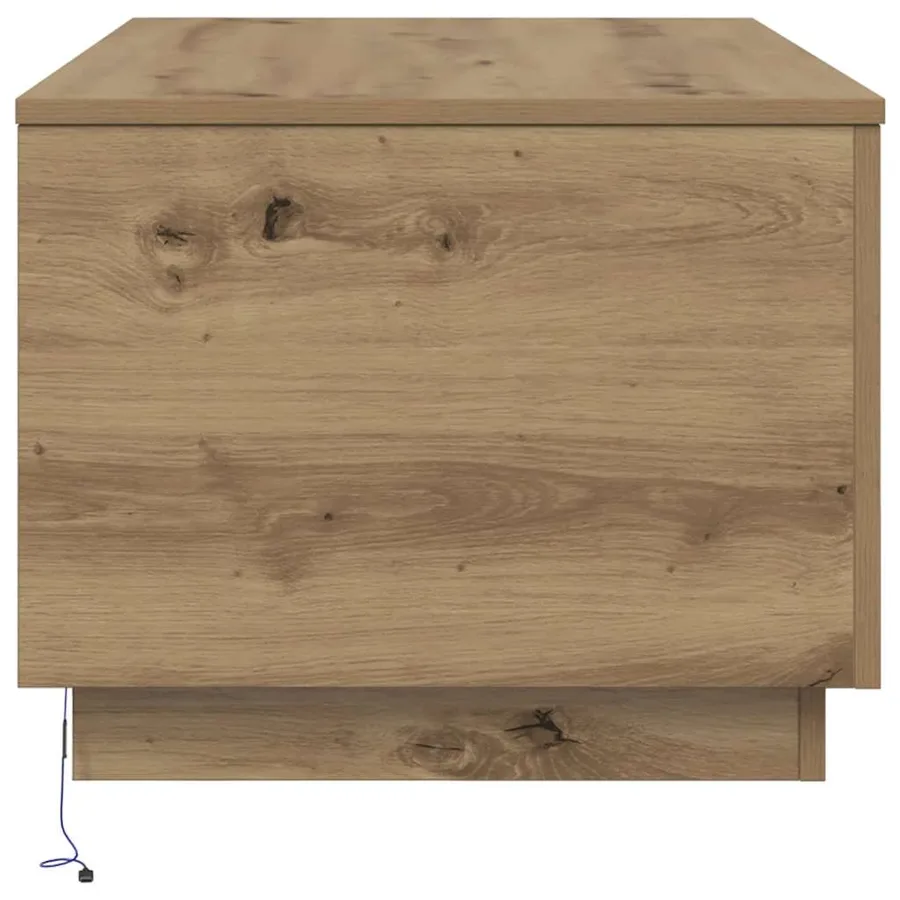 Table basse avec lumières LED chêne artisanal 90x50x40 cm - 8