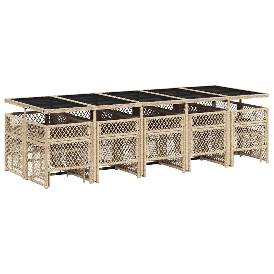 Ensemble à manger de jardin et coussins 15 pcs beige - 6