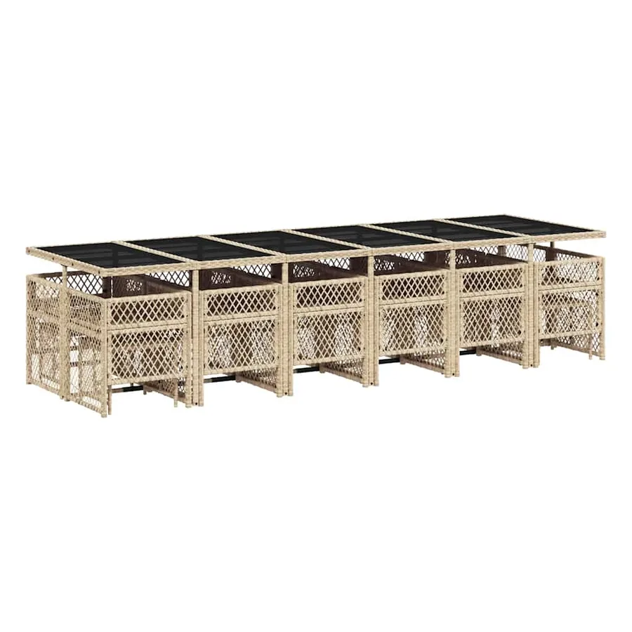 Ensemble à manger de jardin et coussins 17 pcs beige - 6