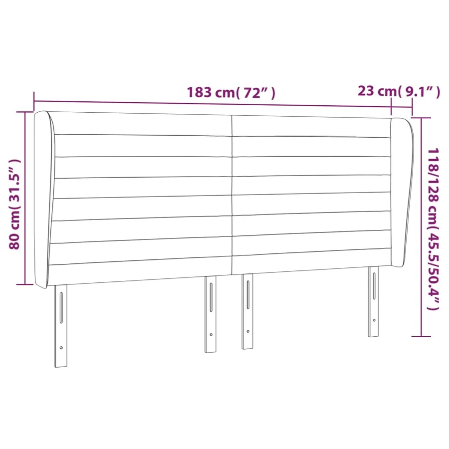 Tête de lit avec oreilles Taupe 183x23x118/128 cm Tissu - 9