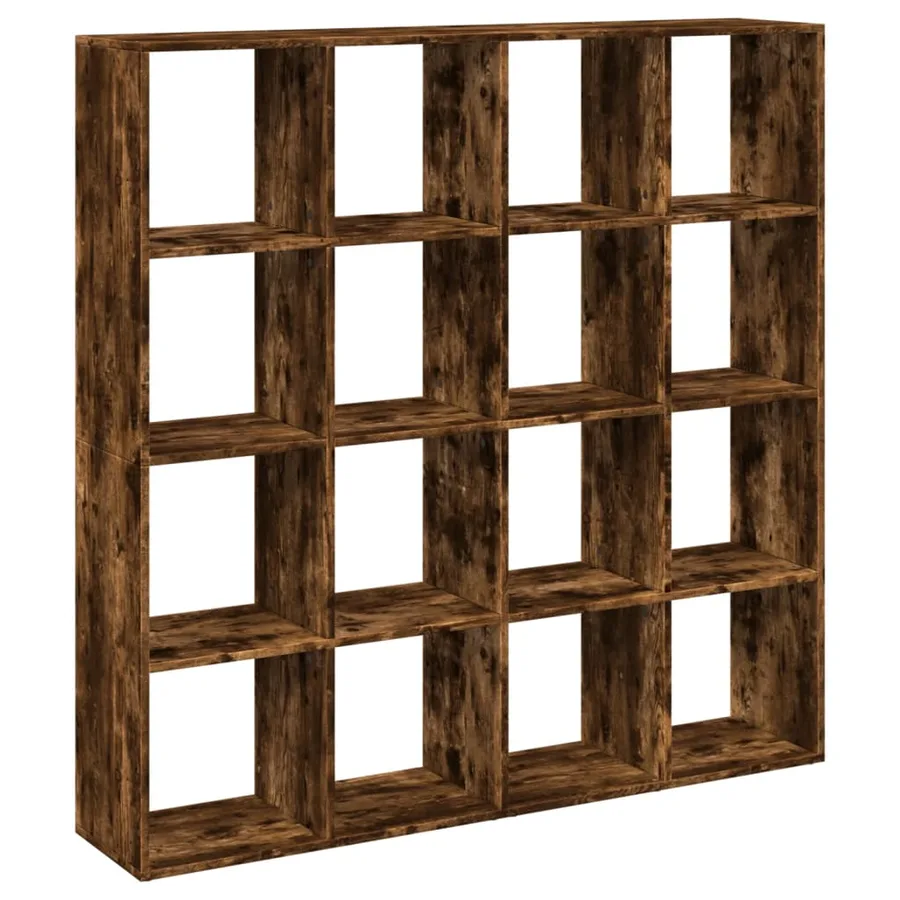 Bibliothèque chêne fumé 137,5x29x137,5 cm bois d'ingénierie - 2