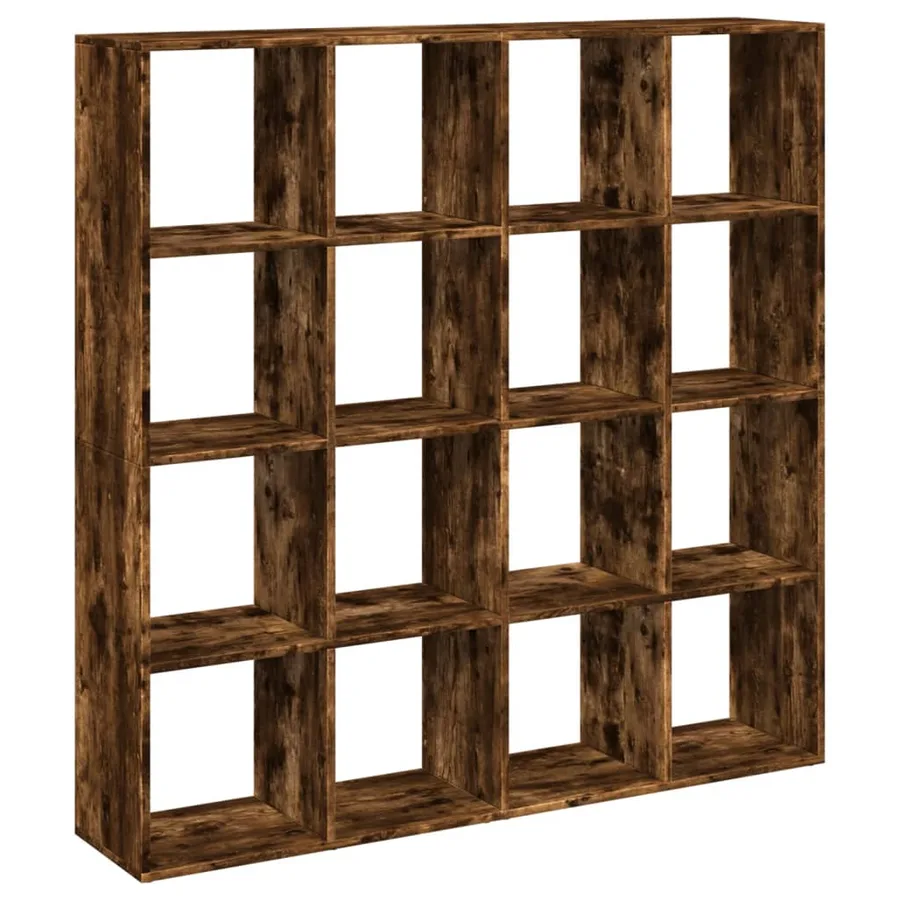 Bibliothèque chêne fumé 137,5x29x137,5 cm bois d'ingénierie - 5