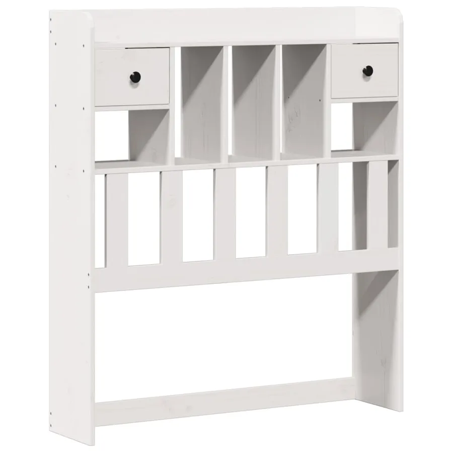 Lit bibliothèque sans matelas blanc 90x200cm bois de pin massif - 7