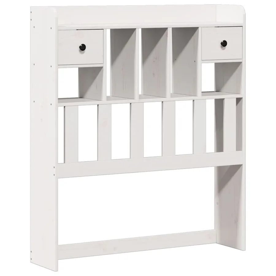Lit bibliothèque sans matelas blanc 90x200cm bois de pin massif - 7