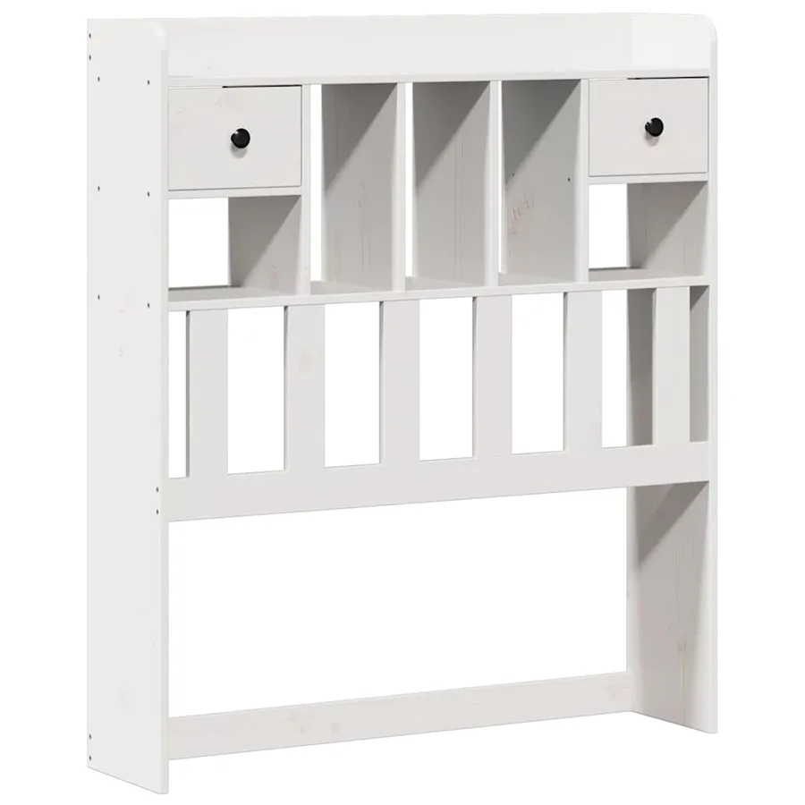 Lit bibliothèque sans matelas blanc 90x190cm bois de pin massif - 7