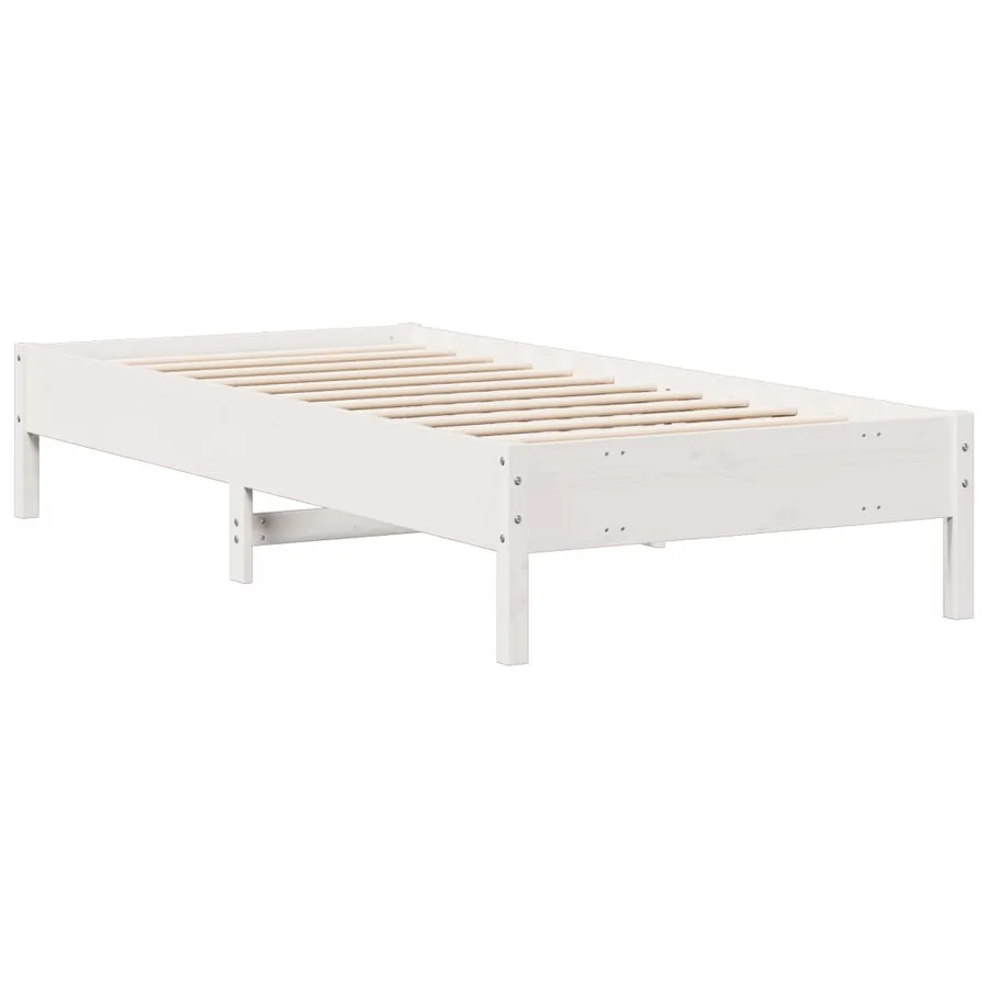 Lit bibliothèque sans matelas blanc 90x190cm bois de pin massif - 8