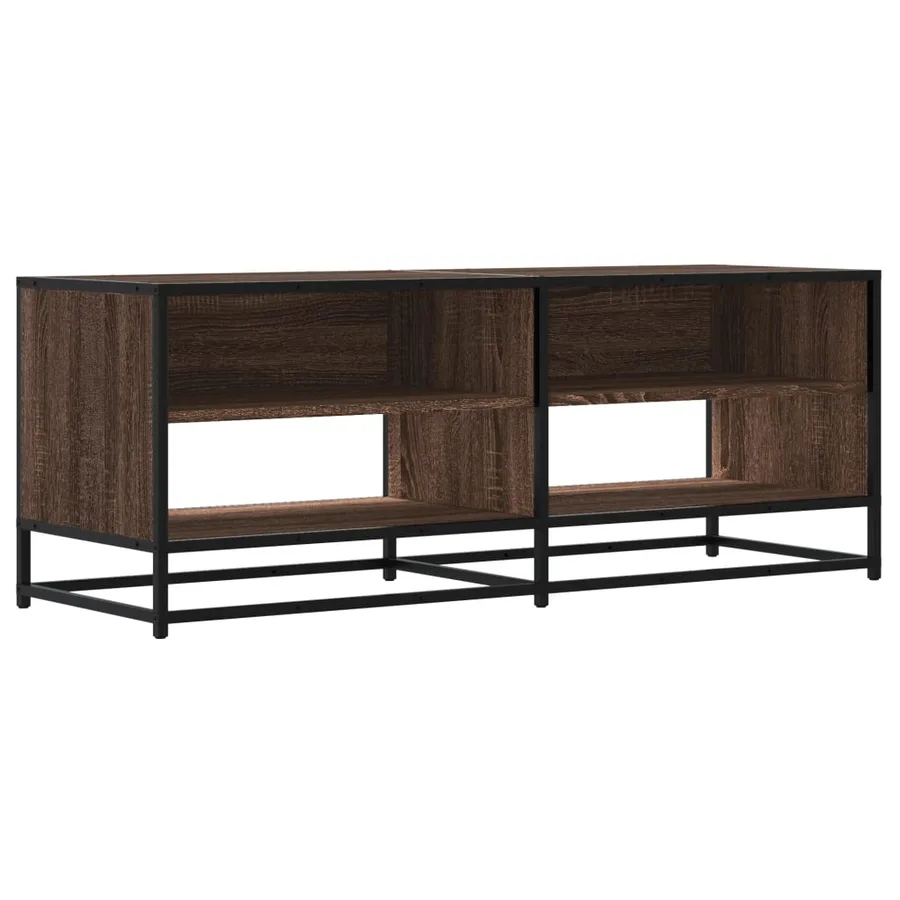 Meuble TV chêne marron 120,5x40x46cm bois d'ingénierie et métal - 2