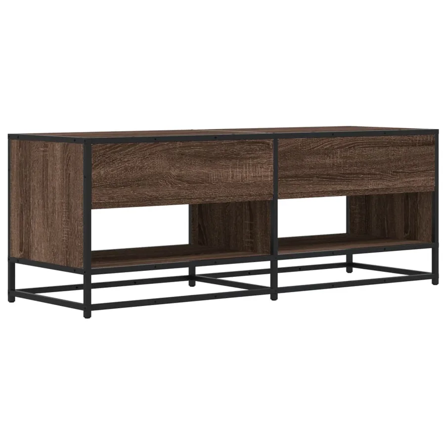 Meuble TV chêne marron 120,5x40x46cm bois d'ingénierie et métal - 5