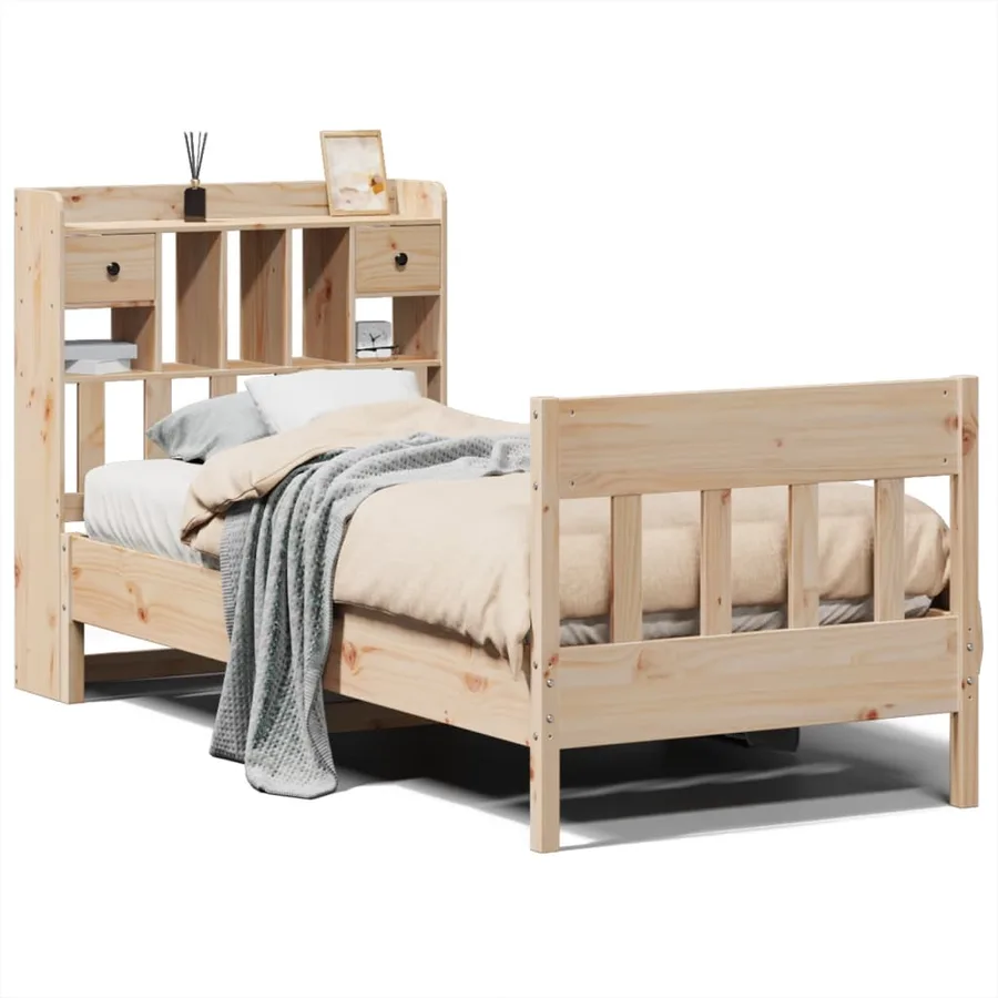 Cadre de lit sans matelas 75x190 cm bois de pin massif - 2