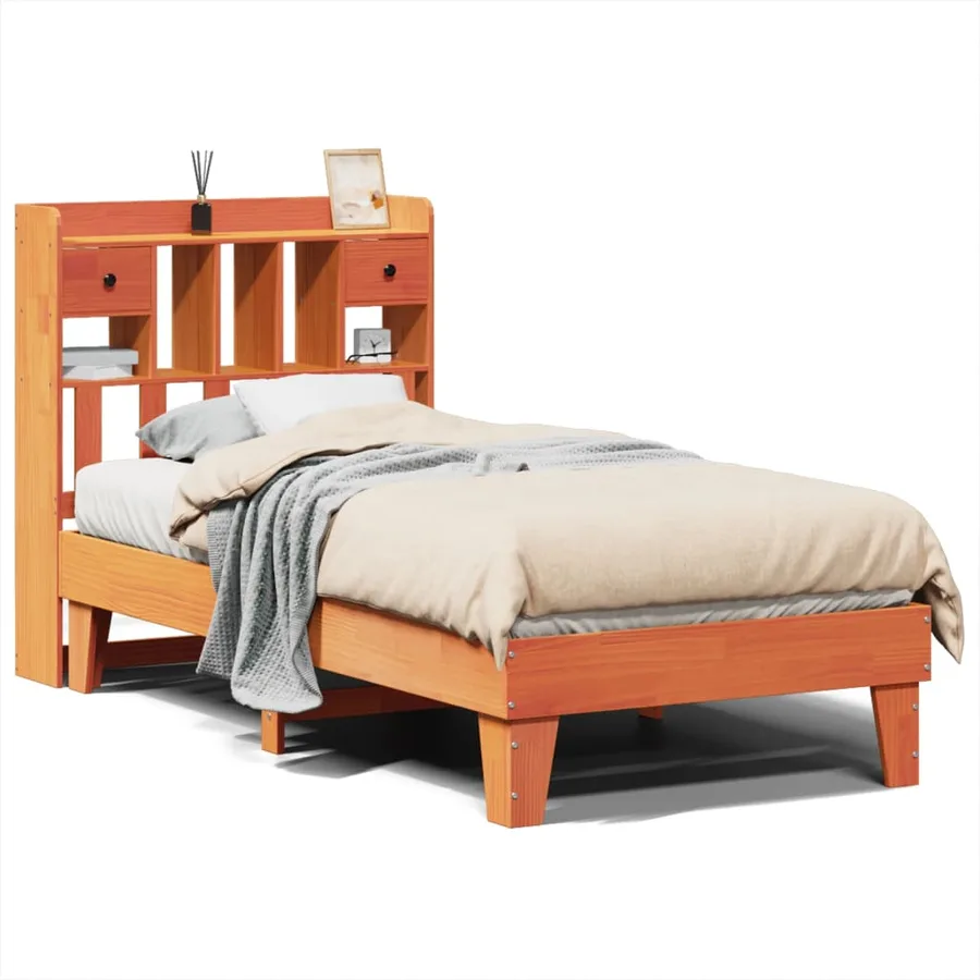 Cadre de lit sans matelas cire marron 75x190 cm bois pin massif - 2
