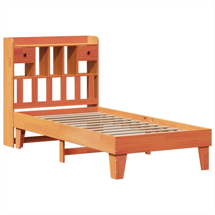 Cadre de lit sans matelas cire marron 75x190 cm bois pin massif - 3