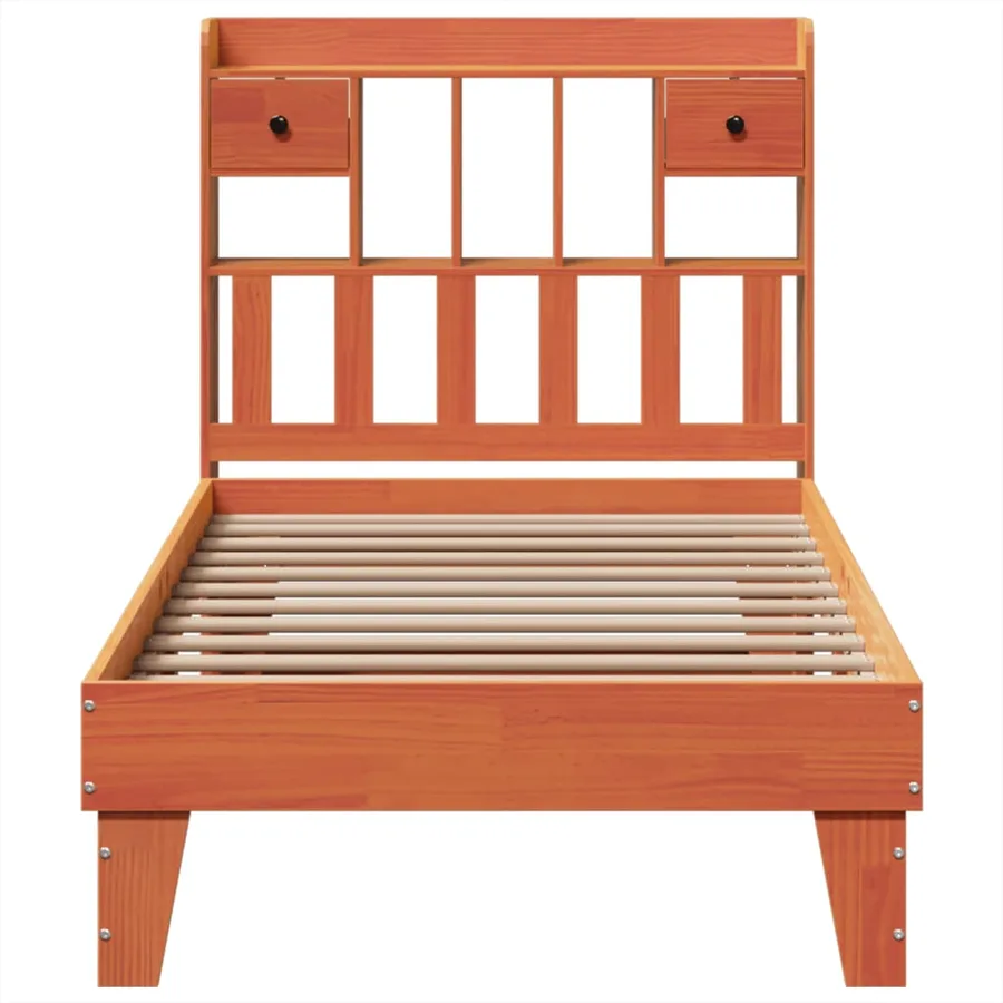 Cadre de lit sans matelas cire marron 75x190 cm bois pin massif - 4