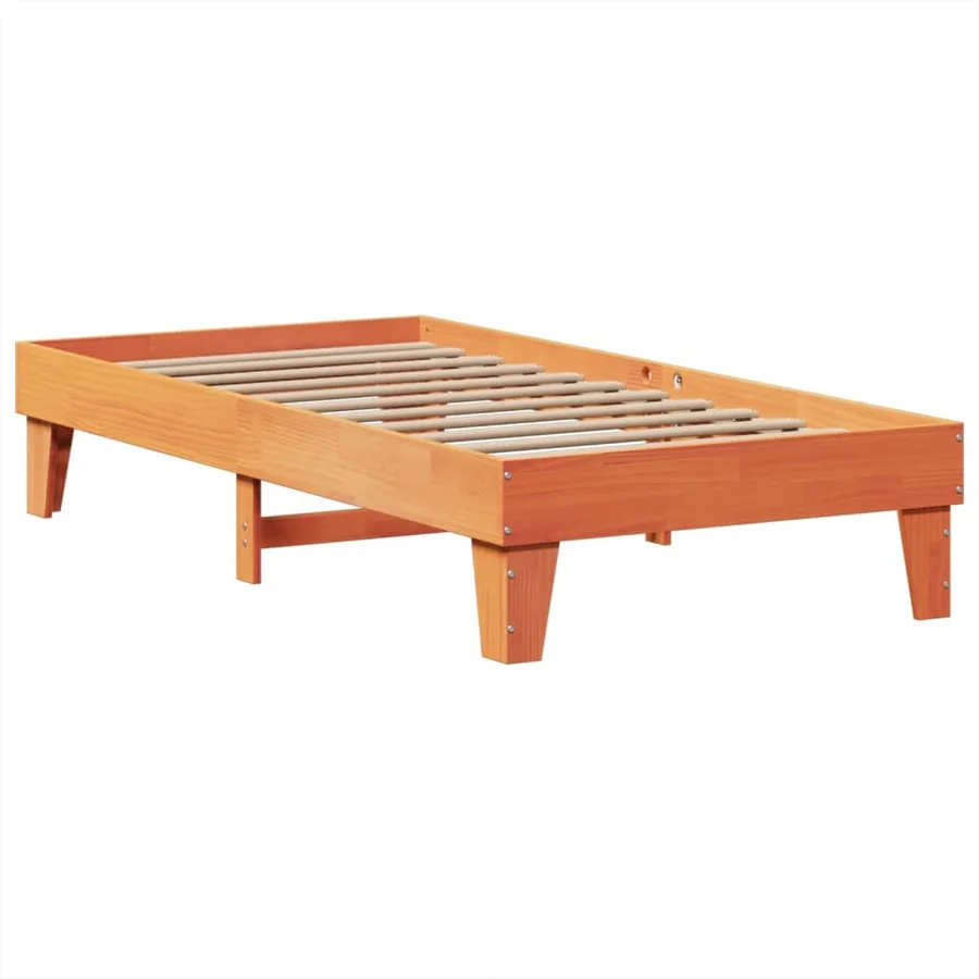 Cadre de lit sans matelas cire marron 75x190 cm bois pin massif - 5