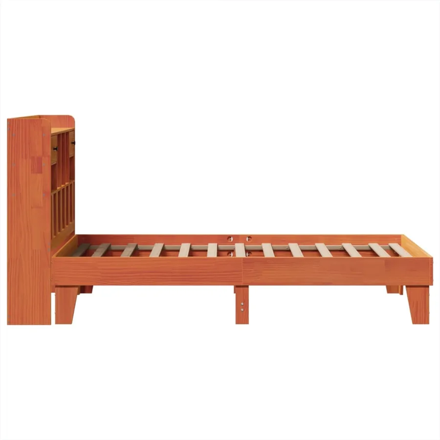 Cadre de lit sans matelas cire marron 75x190 cm bois pin massif - 7