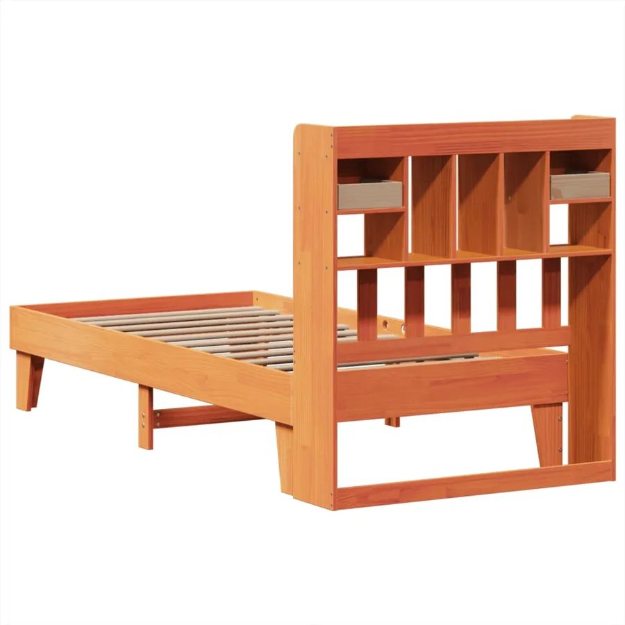 Cadre de lit sans matelas cire marron 75x190 cm bois pin massif - 8