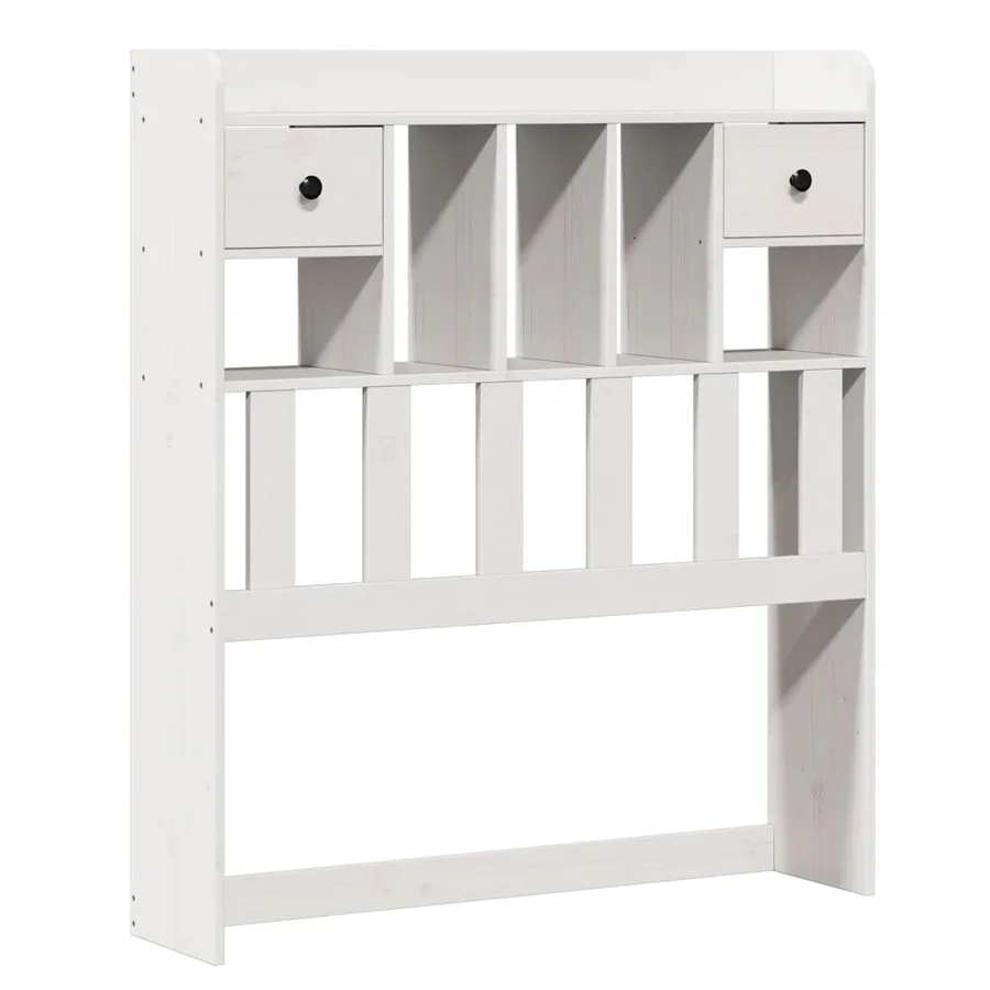 Lit bibliothèque sans matelas blanc 75x190cm bois de pin massif - 7