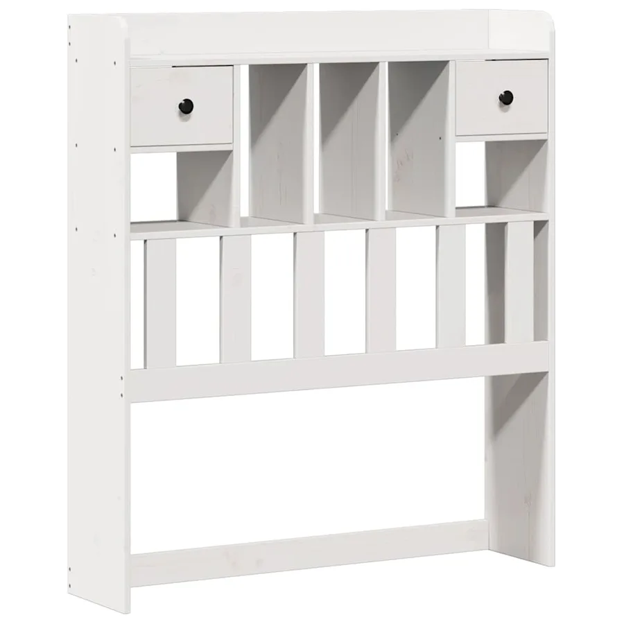 Lit bibliothèque sans matelas blanc 75x190cm bois de pin massif - 7