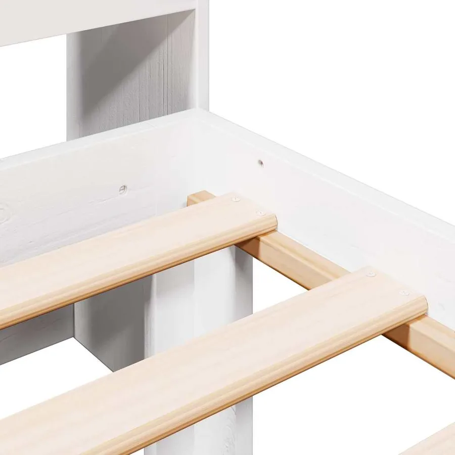 Lit bibliothèque sans matelas blanc 75x190cm bois de pin massif - 9