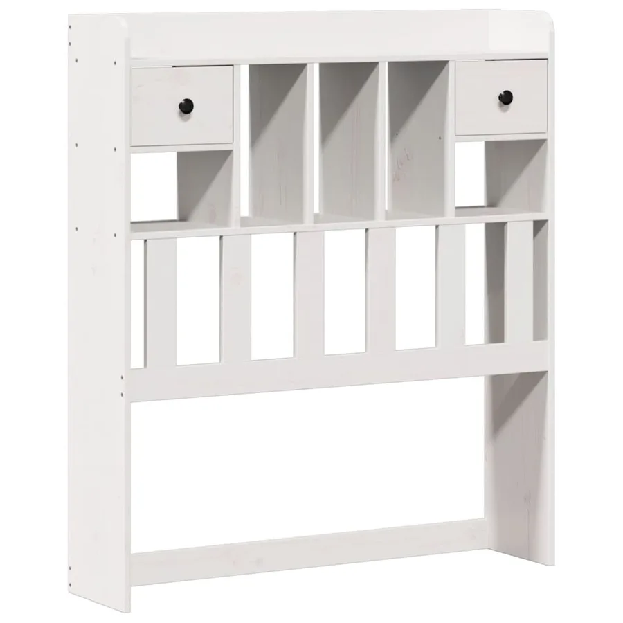 Lit bibliothèque sans matelas blanc 75x190cm bois de pin massif - 7