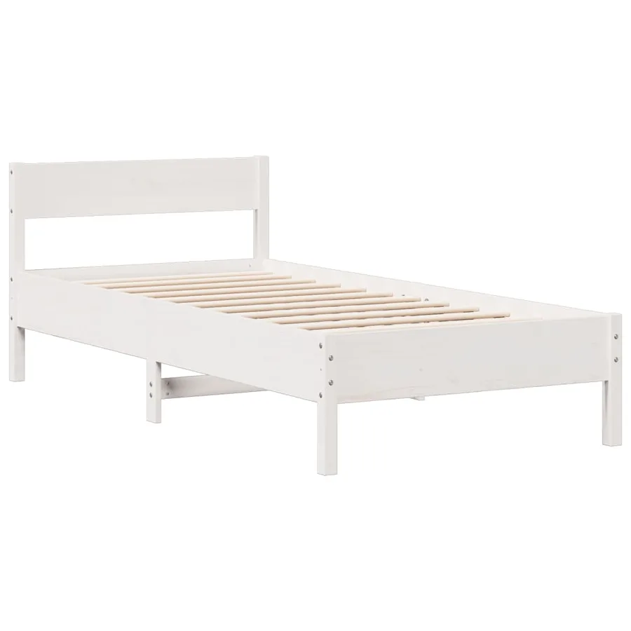 Lit bibliothèque sans matelas blanc 75x190cm bois de pin massif - 8