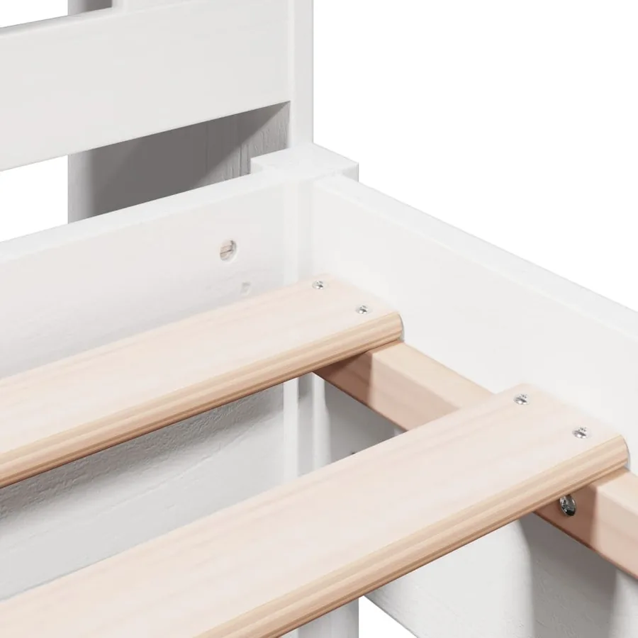 Lit bibliothèque sans matelas blanc 75x190cm bois de pin massif - 9