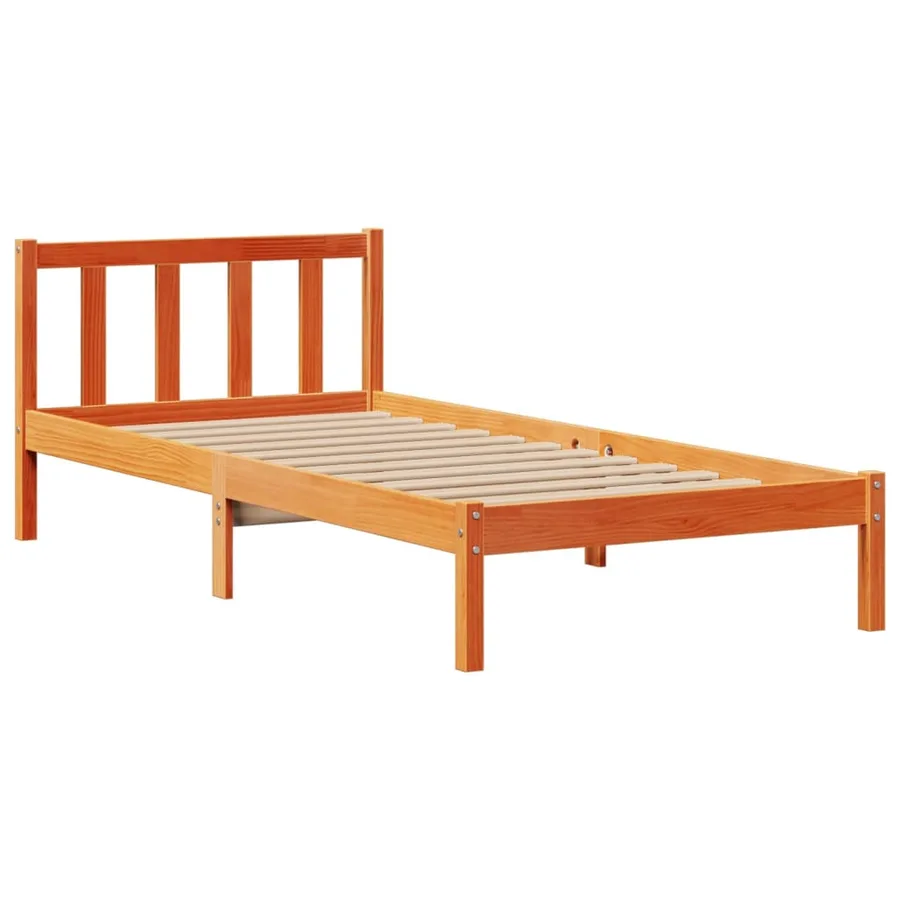 Lit bibliothèque sans matelas cire marron 100x200 cm pin massif - 5