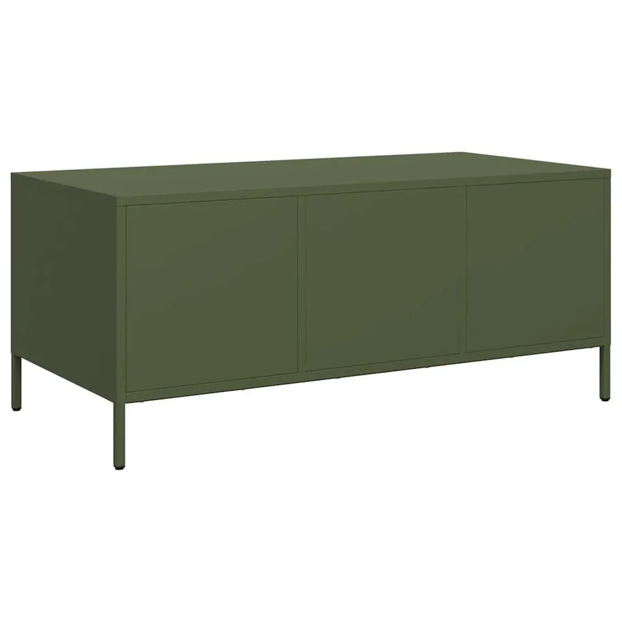Table basse vert olive 101,5x50x43,5 cm acier laminé à froid - 7