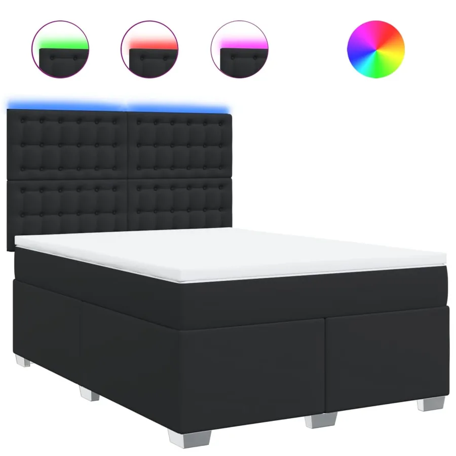 Sommier à lattes de lit avec matelas Noir 140x200 cm Similicuir - 2
