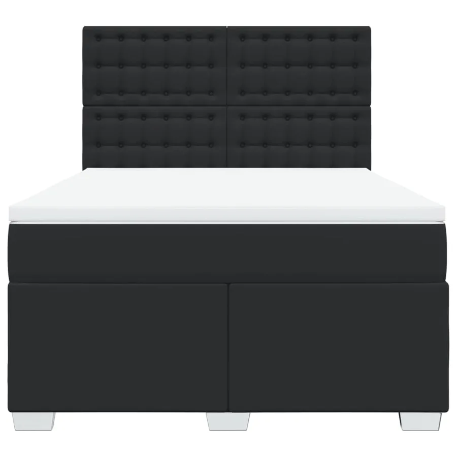 Sommier à lattes de lit avec matelas Noir 140x200 cm Similicuir - 6