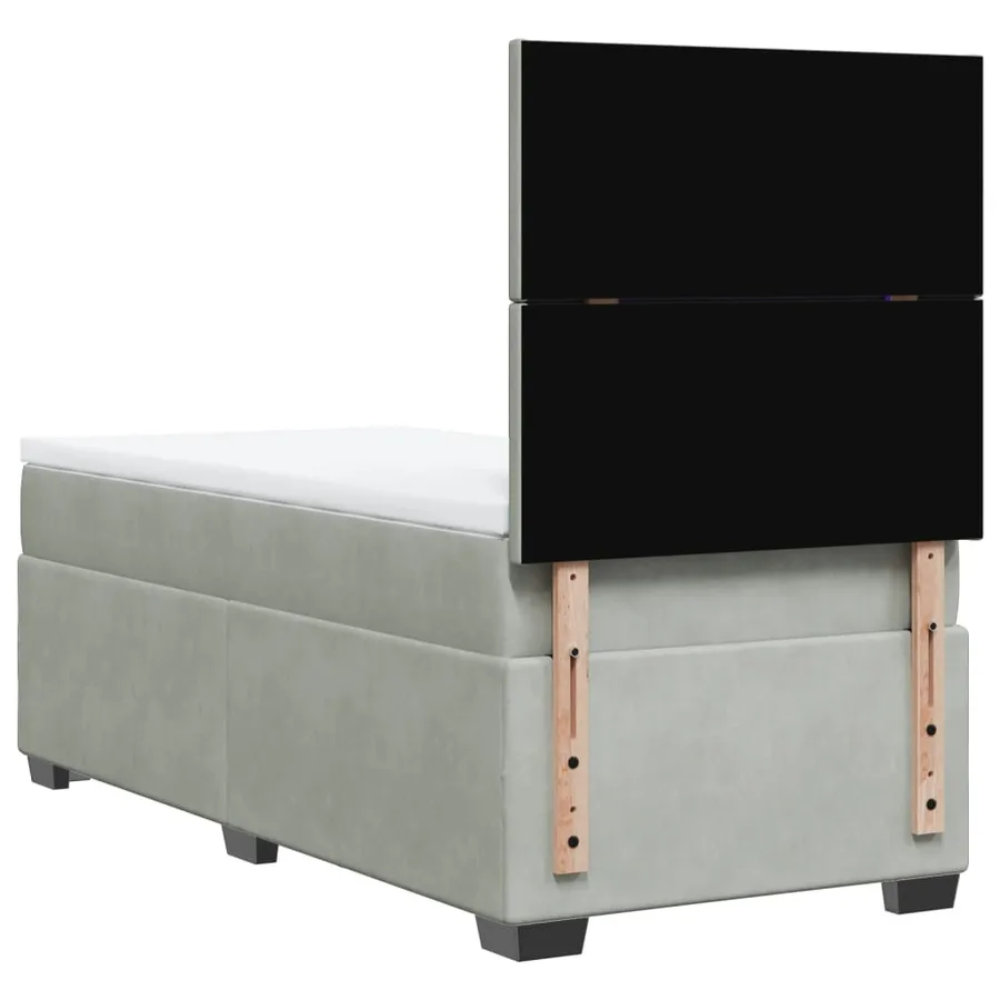 Sommier à lattes de lit et matelas Gris clair 90x200 cm Velours - 10