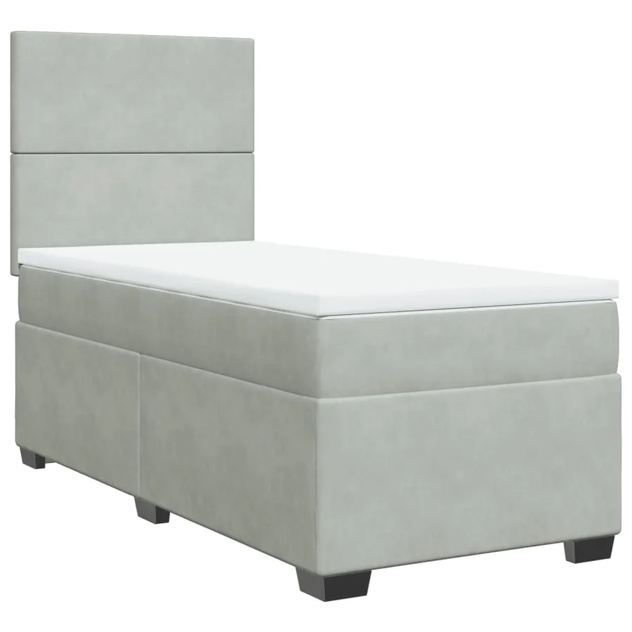 Sommier à lattes de lit et matelas Gris clair 90x200 cm Velours - 2