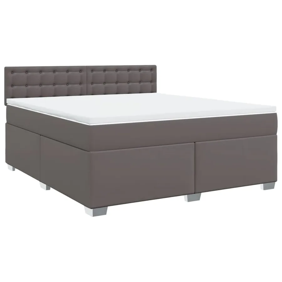 Sommier à lattes de lit avec matelas Gris 180x200 cm Similicuir - 2