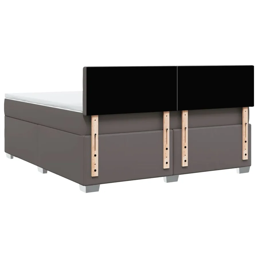 Sommier à lattes de lit avec matelas Gris 180x200 cm Similicuir - 6