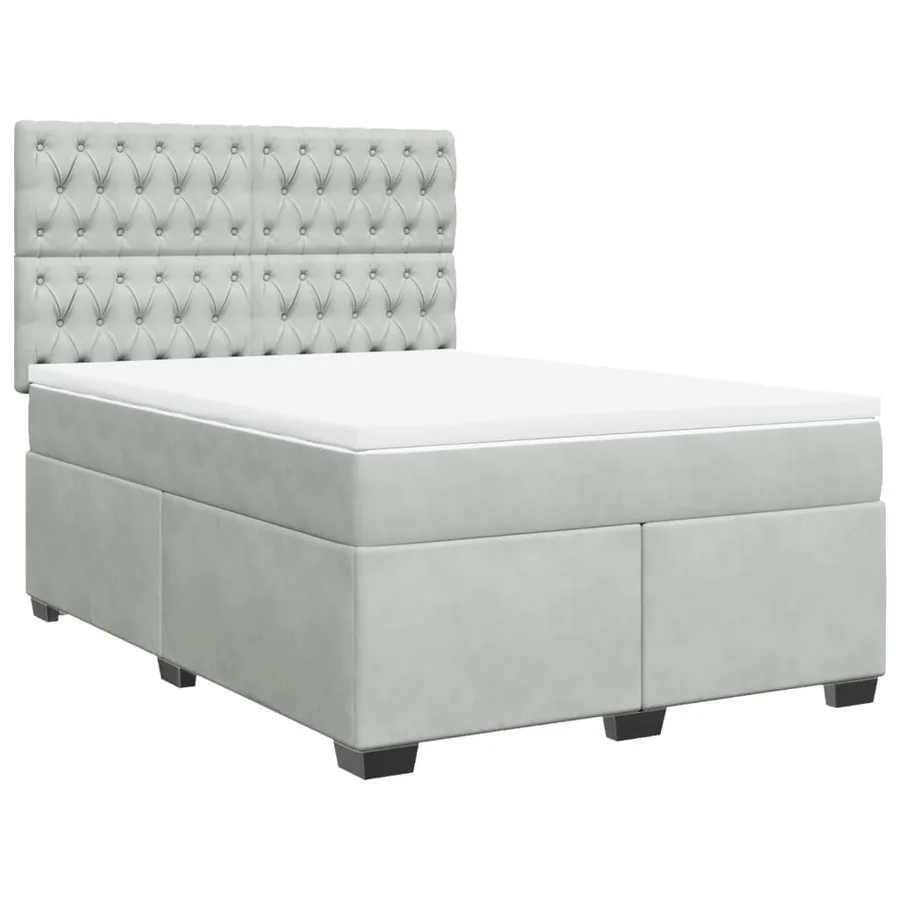 Sommier à lattes de lit et matelas Gris clair 140x200cm Velours - 2