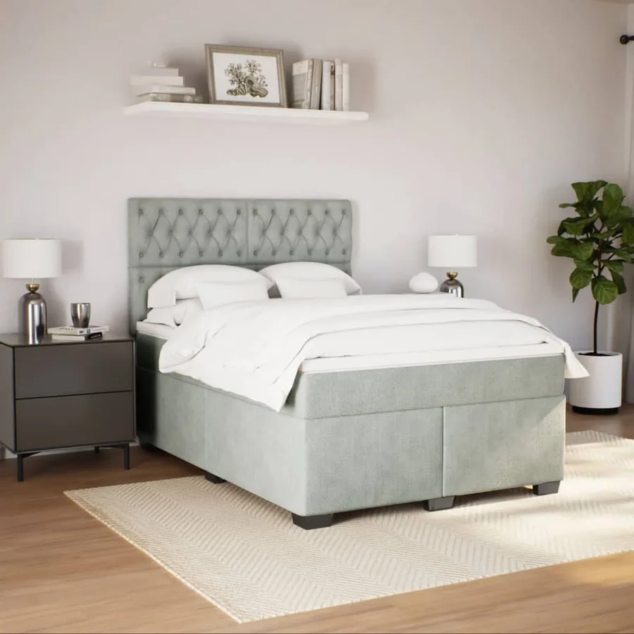 Sommier à lattes de lit et matelas Gris clair 140x200cm Velours - 3