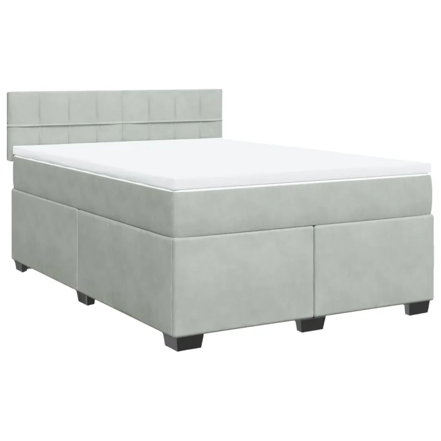Sommier à lattes de lit et matelas Gris clair 160x200cm Velours - 2