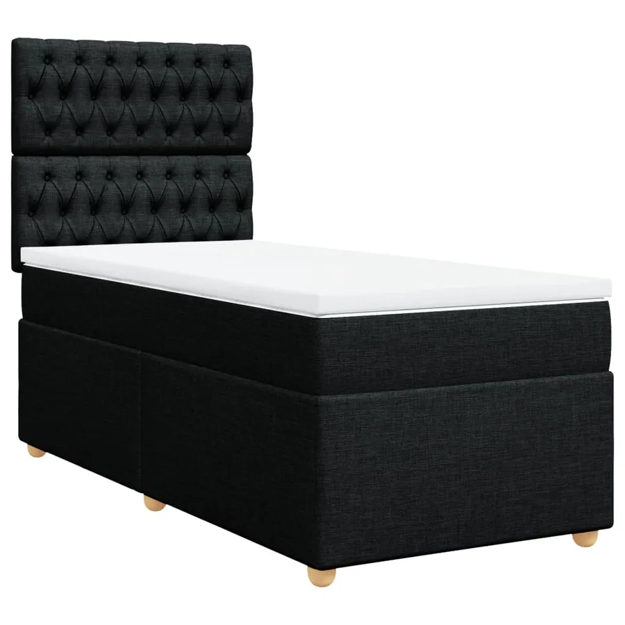 Sommier à lattes de lit avec matelas Noir 100x200 cm Tissu - 3