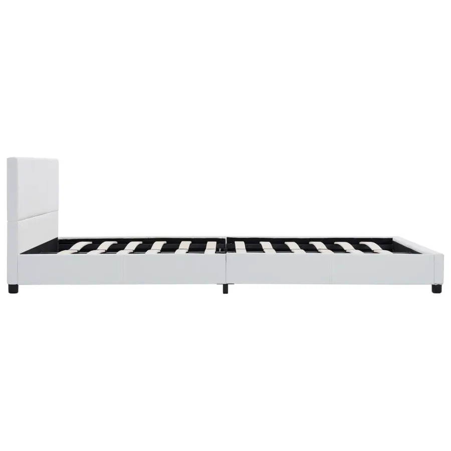 Cadre de lit sans matelas blanc similicuir 160x200 cm - 4