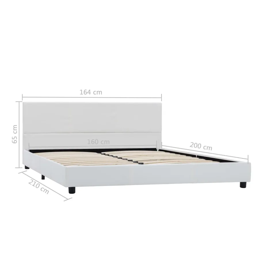Cadre de lit sans matelas blanc similicuir 160x200 cm - 7