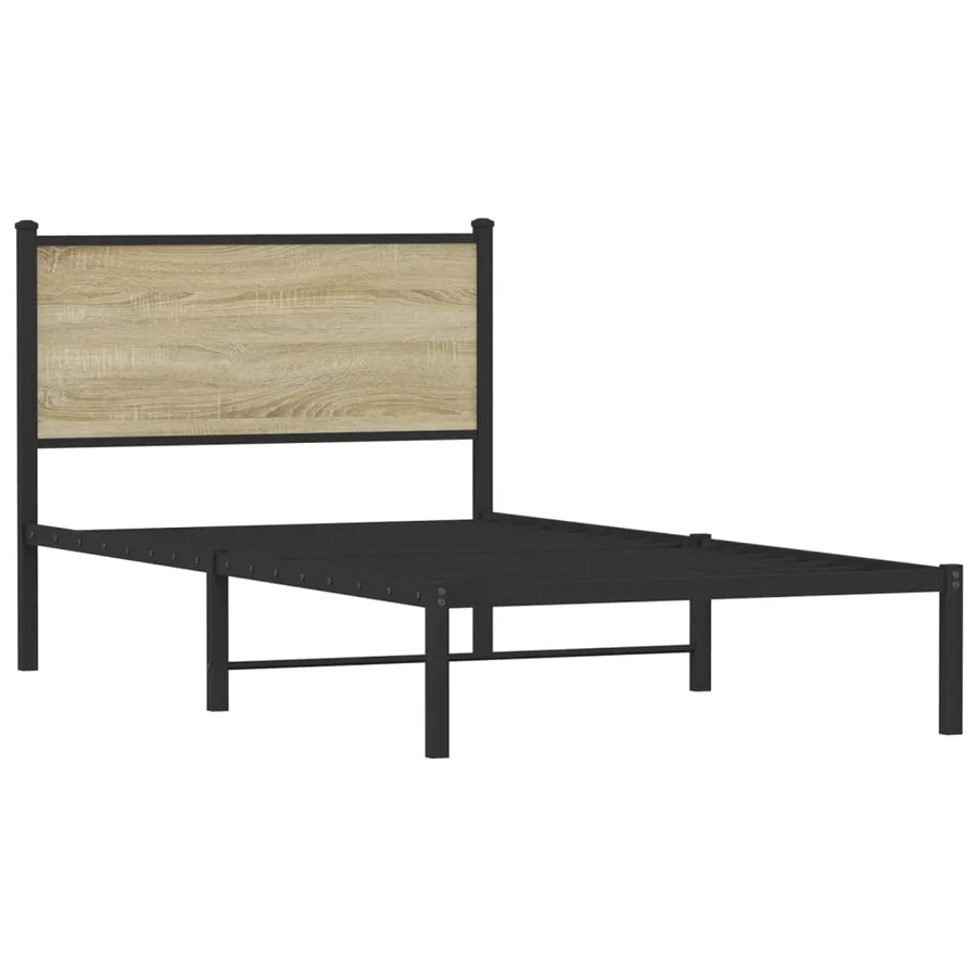 Cadre de lit en métal sans matelas chêne sonoma 107x203 cm - 3