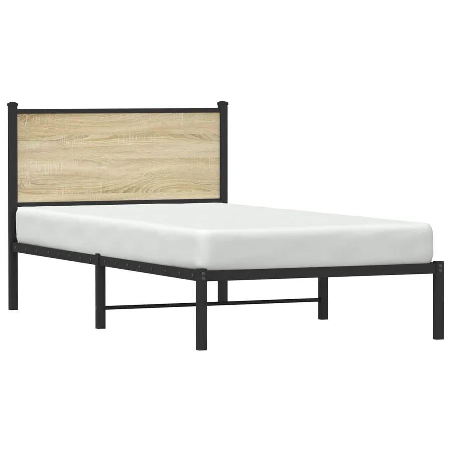 Cadre de lit en métal sans matelas chêne sonoma 107x203 cm - 4