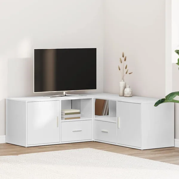Armoire d'angle blanc 200x40x45 cm bois d’ingénierie