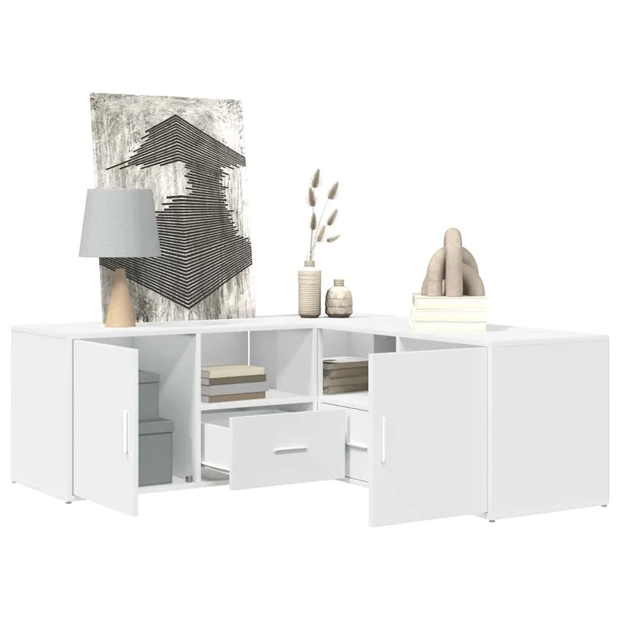 Armoire d'angle blanc 200x40x45 cm bois d’ingénierie - 4