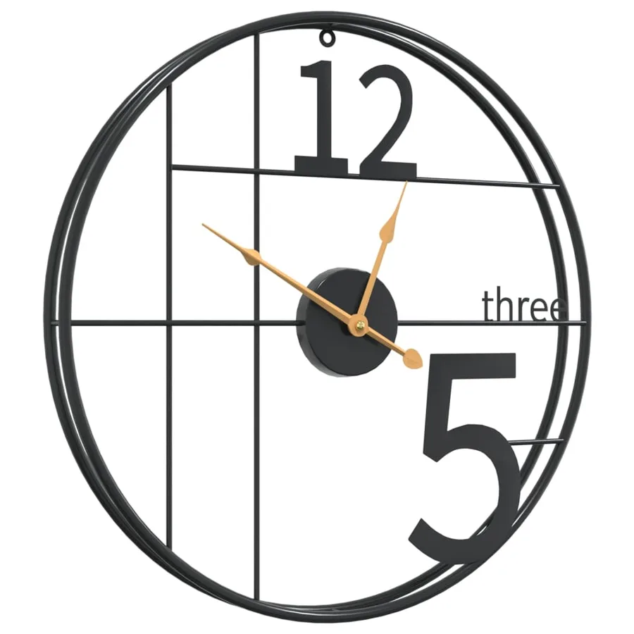 Horloge murale noir Ø50 cm fer - 3