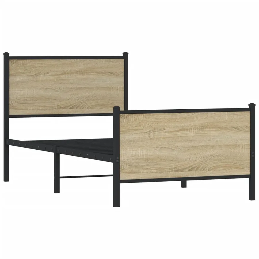 Cadre de lit en métal sans matelas chêne sonoma 90x200 cm - 3